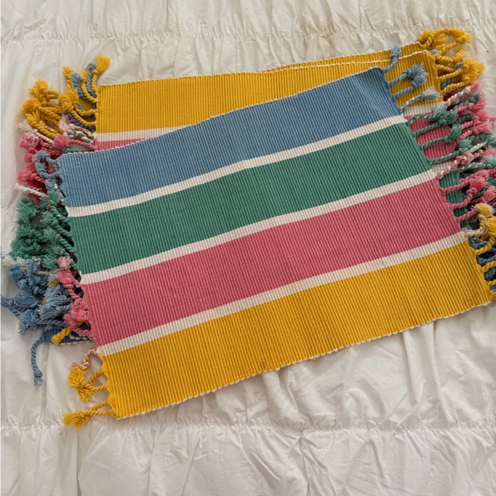 Colorful Striped Cotton Placemat or Runner